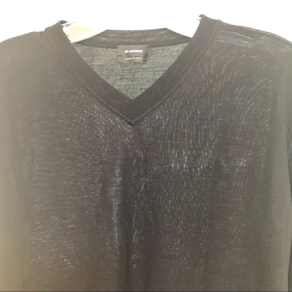 JIL SANDER mens Black v-neck wool pullover sweater top - Picture 4 of 8